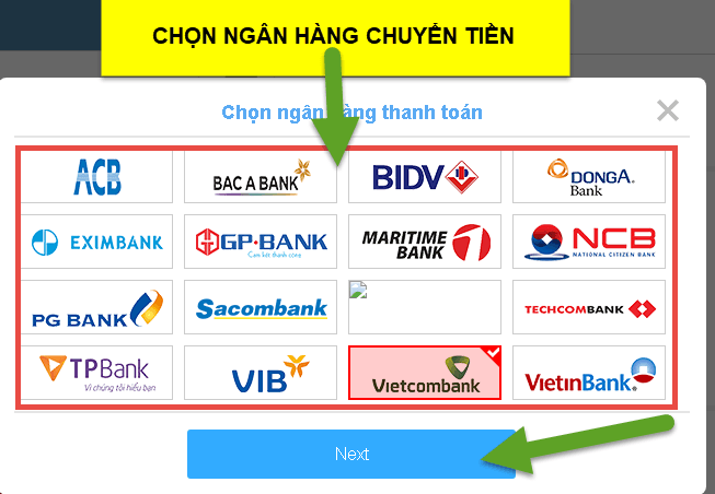 Các ngân hàng hỗ trợ E-banking