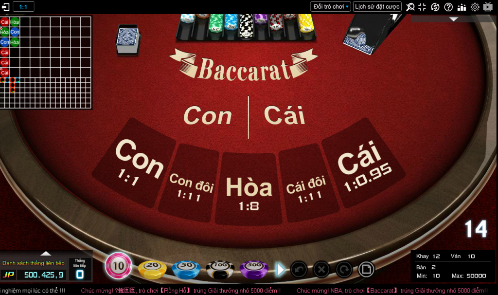 Game baccarat