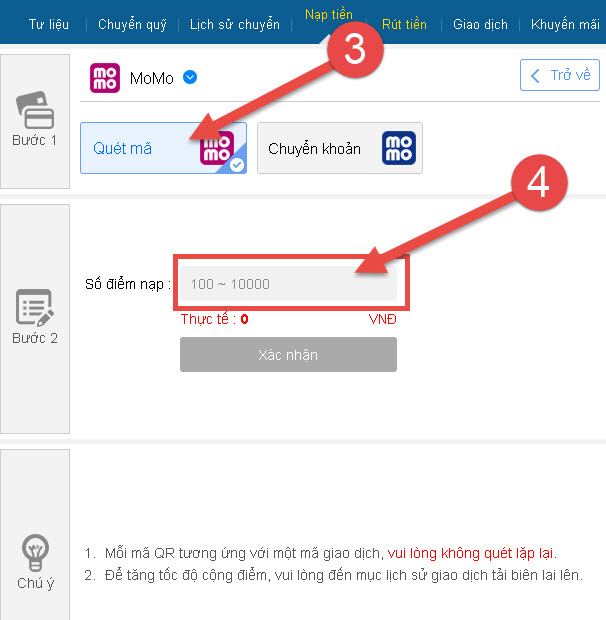 nạp tiền momo